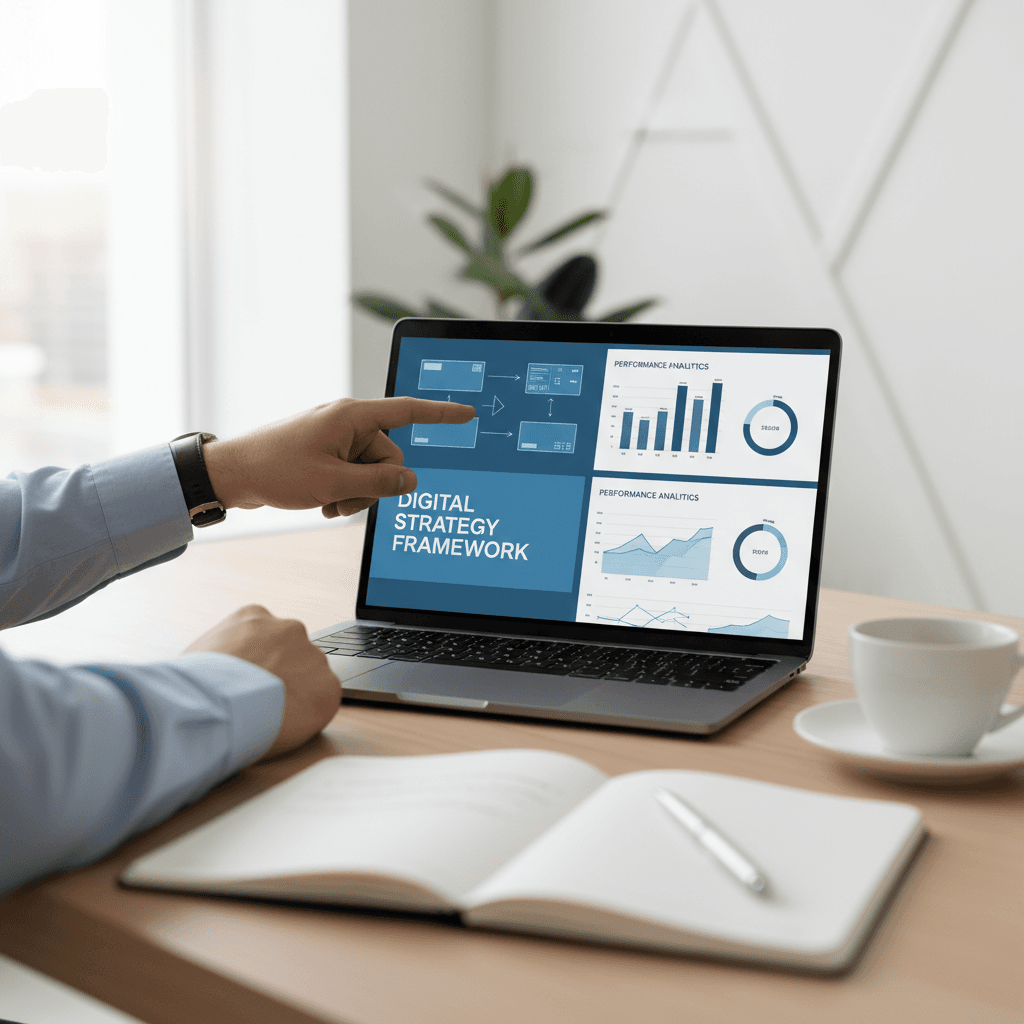 Digital marketing consultant and client reviewing growth analytics and strategy together